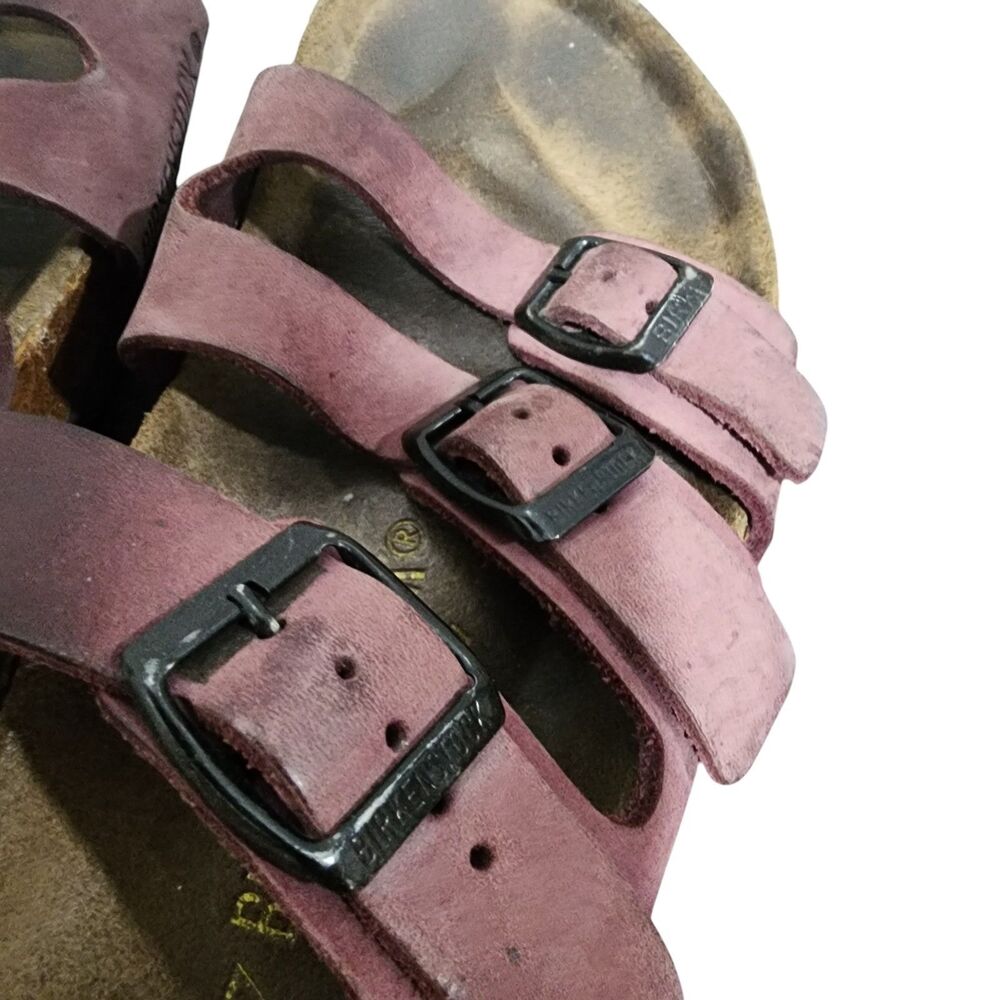 Birkenstock Suede Multi Strap Sandals Mauve Pink Size 37 US 6 Comfort - Picture 3 of 7